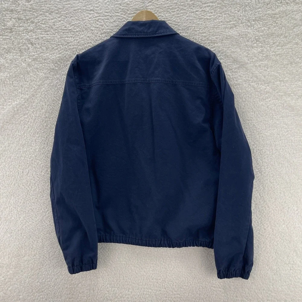 J Crew Jacket Mens Large Navy Blue Lightweight Twill Bomber Oarsman Plaid Lining